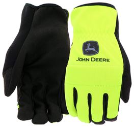 John Deere JD86018-XL High-Dexterity Work Gloves, Mens, XL, Reinforced Thumb, Shirred Cuff, Spandex/Synthetic Leather