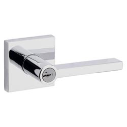 Kwikset Signature Series 156HFL SQT 26 Entry Lever, Pushbutton Lock, Polished Chrome, Metal, Residential, 2 Grade