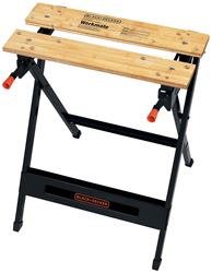 Black+Decker WM125 Portable Project Center and Vise, 29-3/4 in OAH, 350 lb Capacity, Black, Wood Tabletop