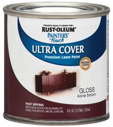 Rust-Oleum 1977730 Enamel Paint, Water, Gloss, Kona Brown, 0.5 pt, Can, 120 sq-ft Coverage Area