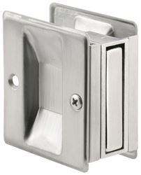Prime-Line N 7079 Pocket Door Pull, 1-3/8 in W, 2-1/2 in D, 2-3/4 in H, Brass, Satin Chrome
