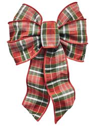 Holidaytrims 6155 Gift Bow, 8-1/2 x 14 in, Hand Tied Design, Cloth, Green/Gold/Red/White, Pack of 12