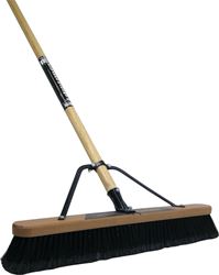 Quickie 863HDSU Push Broom, 24 in Sweep Face, 3-1/8 in L Trim, Polypropylene Bristle, Bolt-On, Wood Handle, Black