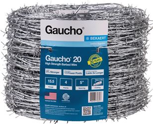Gaucho 118293 Barbed Wire, 1320 ft L, 15-1/2 Gauge, Round Barb, 5 in Points Spacing