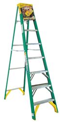 WERNER 5908 Step Ladder, 12 ft Max Reach H, 7-Step, 225 lb, Type II Duty Rating, 3 in D Step, Fiberglass, Yellow