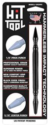 Hit Tool CP0PP0 Prick Punch and Center Punch, 1/8, 3/16 in Tip, 7 in L, Steel, Black-Oxide