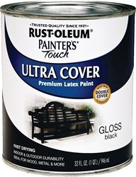 Rust-Oleum 1979502 Enamel Paint, Water, Gloss, Black, 1 qt, Can, 120 sq-ft Coverage Area
