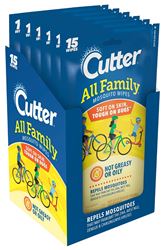 Cutter ALL FAMILY HG-95838 Mosquito Wipe, 3 oz, White, Alcohol