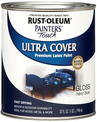 Rust-Oleum 1922502 Enamel Paint, Water, Gloss, Navy Blue, 1 qt, Can, 120 sq-ft Coverage Area