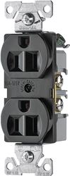 Eaton Wiring Devices BR15BK Duplex Receptacle, 2 -Pole, 15 A, 125 V, Back, Side Wiring, NEMA: 5-15R, Black