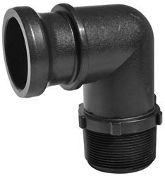 Green Leaf FL Series 150F90 Camlock Coupling, 1-1/2 in, Male Adapter x MNPT, 90 deg Angle, Polypropylene, Black