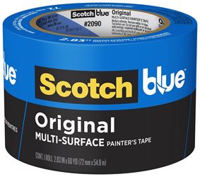 ScotchBlue 2090-3A Painters Tape, 60 yd L, 3 in W, Crepe Paper Backing, Blue