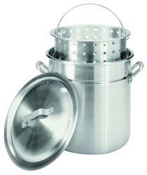 Bayou Classic 4042 Stock Pot with Basket, 42 qt Capacity, Aluminum, Riveted Handle