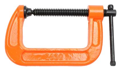 Pony 2630 Classic C-Clamp, 800 lb Clamping, 3 in Max Opening Size, 2 in D Throat, Ductile Iron Body, Orange Body