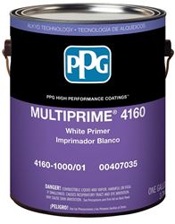 PPG MULTIPRIME 4160-1000-01 Primer, Flat, White, 1 gal, Pack of 4