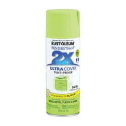 Rust-Oleum Painters Touch 2X Ultra Cover 334070 Spray Paint, Satin, Green Apple, 12 oz, Aerosol Can 