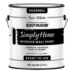 RUST-OLEUM SIMPLY HOME 332141 Wall Paint, Eggshell, Pure White, 1 gal 