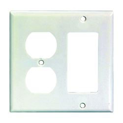 Eaton Wiring Devices 2157W-BOX Combination Wallplate, 4-1/2 in L, 4-9/16 in W, 2 -Gang, Thermoset, White 