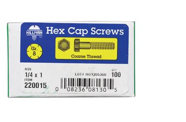 Hillman Hillman Heat Treated Yellow Dichromate Coarse Hex Head Cap Screw 1/4 in. Dia. x 1 in. 