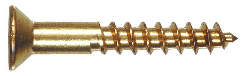 Hillman Flat Wood Screw No. 8 x 1-1/2 in. L Brass 100 pk 