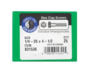 Hillman Stainless Steel Coarse Cap Screw 1/4-20 in. Dia. x 4-1/2 L 25 box 