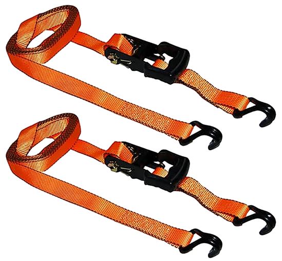 Ancra SL81 Tie-Down Strap, 1-1/4 in W, 15 ft L, Polyester, Orange, 700 lb Working Load, J-Hook End