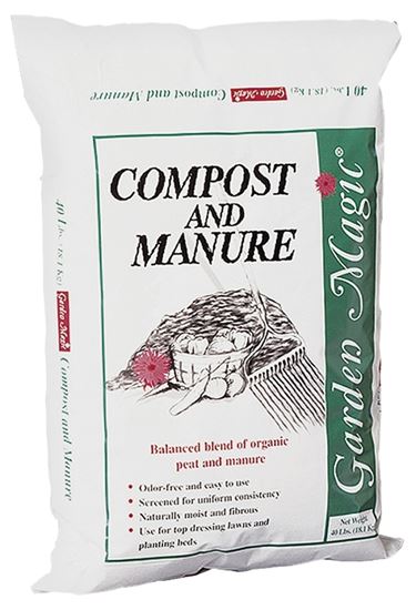 Garden Magic 5240 Compost and Manure, Solid, Dark Brown/Light Brown, Faint Soil, 40 lb Bag