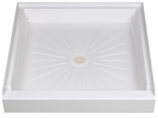 Durabase 3232M Shower Base, 32 in L, 32 in W, 5-1/2 in H, Fiberglass, White