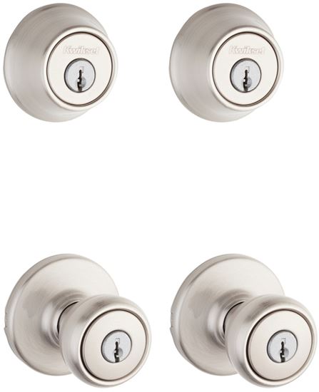 Kwikset 242T 15 K2 CP Combination Lockset, Knob Handle, Tylo Design, Satin Nickel, 3 Grade, Metal