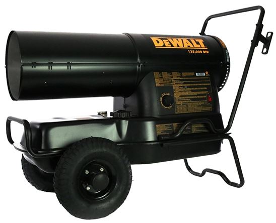 DeWALT F340765 Forced Air Heater, Kerosene, 135,000 Btu/hr, 3000 sq-ft Heating Area, Black