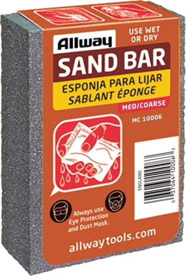 Allway Tools MC Sand Bar, 4 in L, 2-1/2 in W, Coarse, Medium, Aluminum Oxide Abrasive, Pack of 10