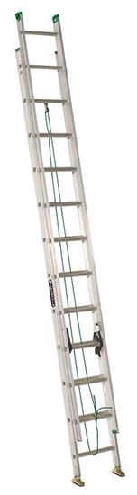 Louisville AE4224PG Extension Ladder, 286 in H Reach, 225 lb, 24-Step, 1-1/2 in D Step, Aluminum