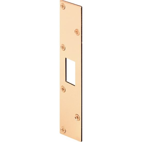 Defender Security U 9425 Deadbolt Strike Plate, 7-13/16 in L, 1-5/8 in W, Steel, Brass