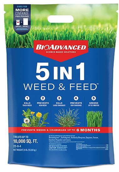 BioAdvanced 704865H Weed and Feed Fertilizer, 24 lb Bag, 22-0-4 N-P-K Ratio