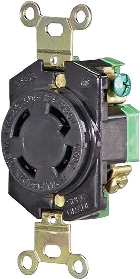 Eaton Wiring Devices L1430R Single Receptacle, 3 -Pole, 125/250 V, 30 A, Back and Side Wiring, NEMA: NEMA L14-30