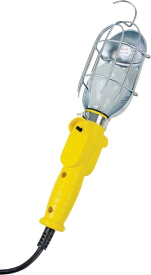 PowerZone ORTL010606 Work Light with Metal Guard and Single Outlet, 12 A, Incandescent Lamp, 6 ft L Cord, Yellow, Pack of 4