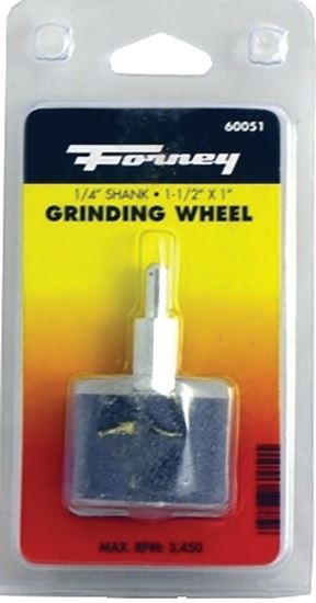 Forney 60051 Grinding Wheel, 1 x 1-1/2 in Dia, 1/4 in Arbor/Shank, 60 Grit, Coarse, Aluminum Oxide Abrasive