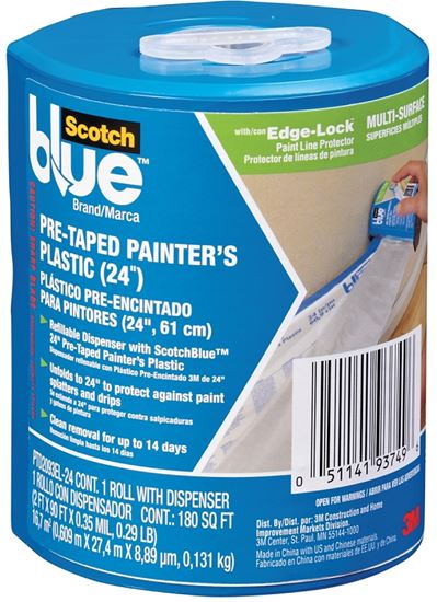 ScotchBlue PTD2093EL-24-S Painter's Tape with Dispenser, 30 yd L, 24 in W, Blue