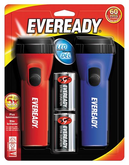 Energizer EVEL152S Flashlight, D Battery, Carbon Zinc Battery, LED Lamp, 9 Lumens, 57 m Beam Distance, 50 hr Run Time