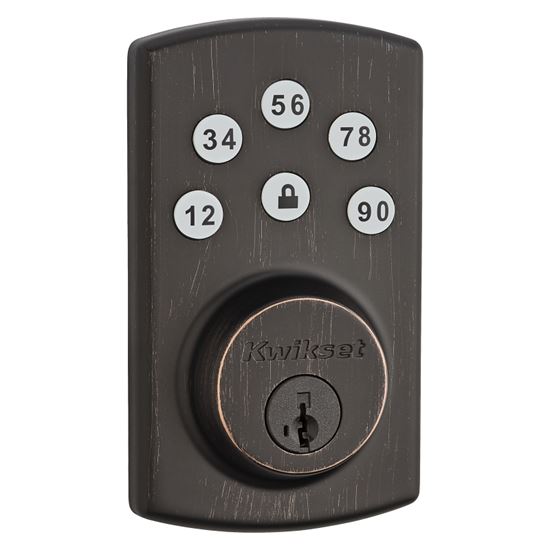 Kwikset 907-11P Electronic Deadbolt, Venetian Bronze, Residential, 3 Grade, Metal, Keypad Included, Universal Hand