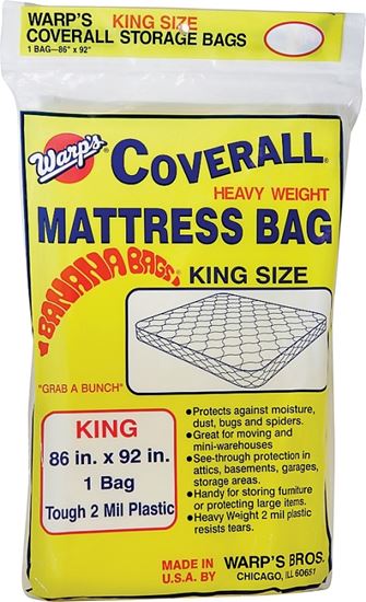 Wrap's Banana Bags CB-86 Storage Bag, King, Plastic, Yellow, 86 in L, 92 in W, 2 mil Thick