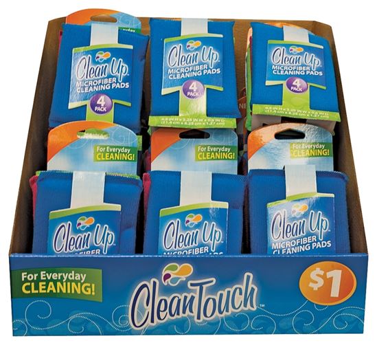 FLP 8894 Cleaning Pad, 4 in L, 3-1/2 in W, 1/2 in Thick, Microfiber Cloth, Multi-Color