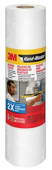 3M Hand-Masker MPL12 Masking Tape, 120 yd L, 12 in W, Plastic Backing, Transparent