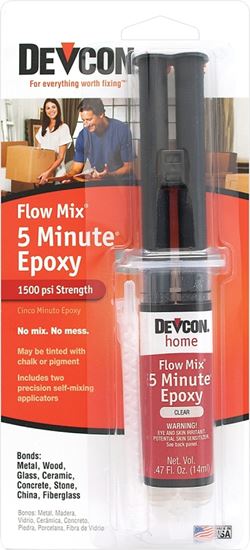 Devcon 20445 Epoxy Adhesive, Amber, Liquid, 0.47 oz, Syringe, Pack of 6