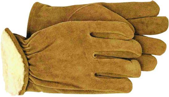 Boss 4176J Gloves, Men's, XL, Keystone Thumb, Open, Shirred Elastic Back Cuff, Cowhide Leather, Brown