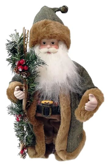 Hometown Holidays 22426 Forest Santa, 6 in L, 4 in W, Brown/Green, Pack of 6