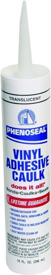 DAP PHENOSEAL 00006 Vinyl Adhesive Caulk, Translucent, 48 hr Curing, -20 to 180 deg F, 10 oz Cartridge, Pack of 12