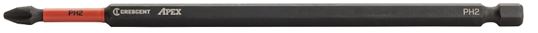 Crescent APEX Vortex CAVB6PH2 Impact Power Bit, #2 Drive, Phillips Drive, 1/4 in Shank, Hex Shank, 6 in L, Steel, Pack of 4