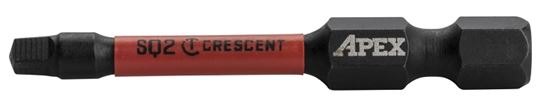 Crescent APEX Vortex CAVB2SQ2-2 Impact Power Bit, #2 Drive, Square Drive, 1/4 in Shank, Hex Shank, 2 in L, Steel, Pack of 4