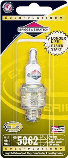 Briggs & Stratton Extended Life Series 5062K Spark Plug, 14 mm Thread, 13/16 in Hex, Platinum